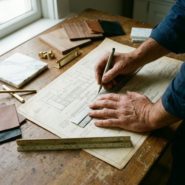 Designer travaillant sur un plan de cuisine